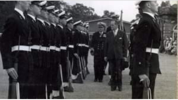 Cadets in naval uniform on parade